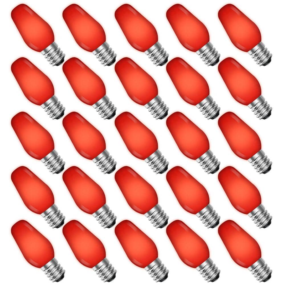 0.5-Watt C7 LED Red Replacement String Light Bulb Shatterproof Enclosed Fixture Rated E12 Base (25-Pack) price history on PriceWatchPro