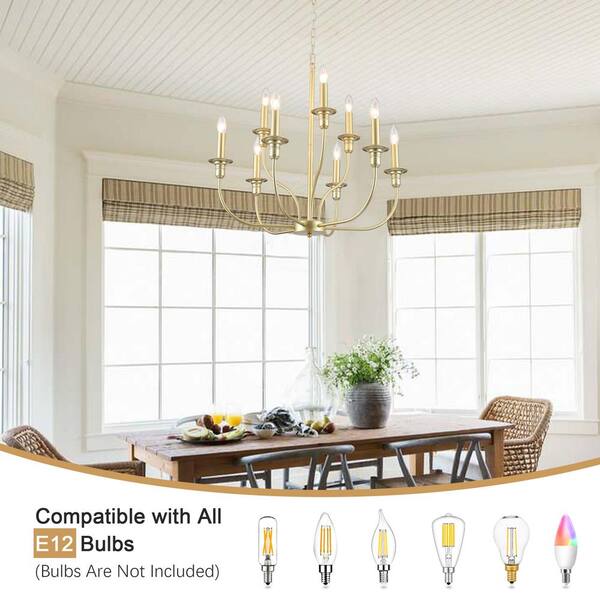 ZJVAIVE 9-Light Gold Classic 2-Tier Candlestick Chandelier