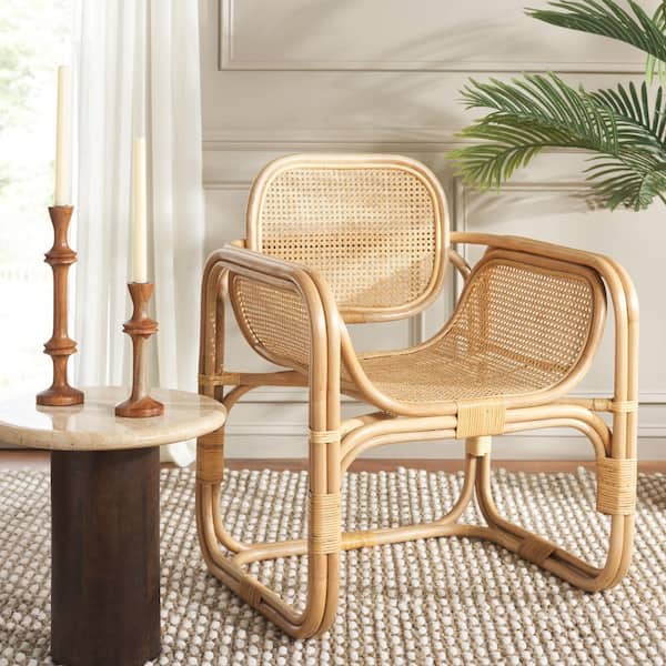 Nadie Black Lacquer/Natural Rattan Pole Round Arm Chair