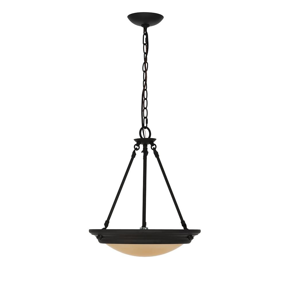 17.75" Bronze Metal Pendant Light with Clear Glass Shade