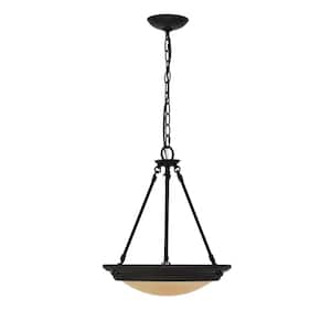 17.75 in. 2-Lights Bronze Traditional Pendant with LED Bulb Included