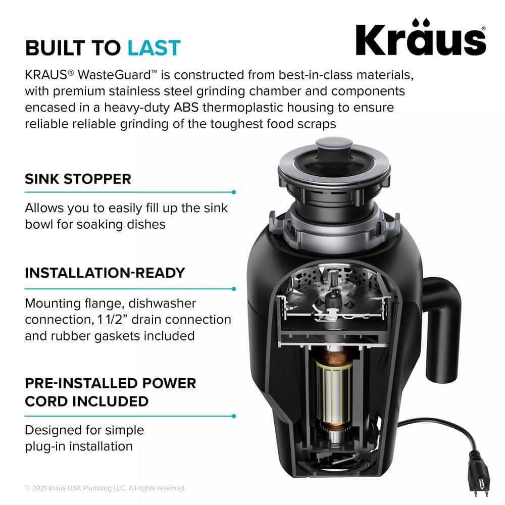 Kraus 33" Black Granite Double Bowl Kitchen Sink with Garbage Disposal