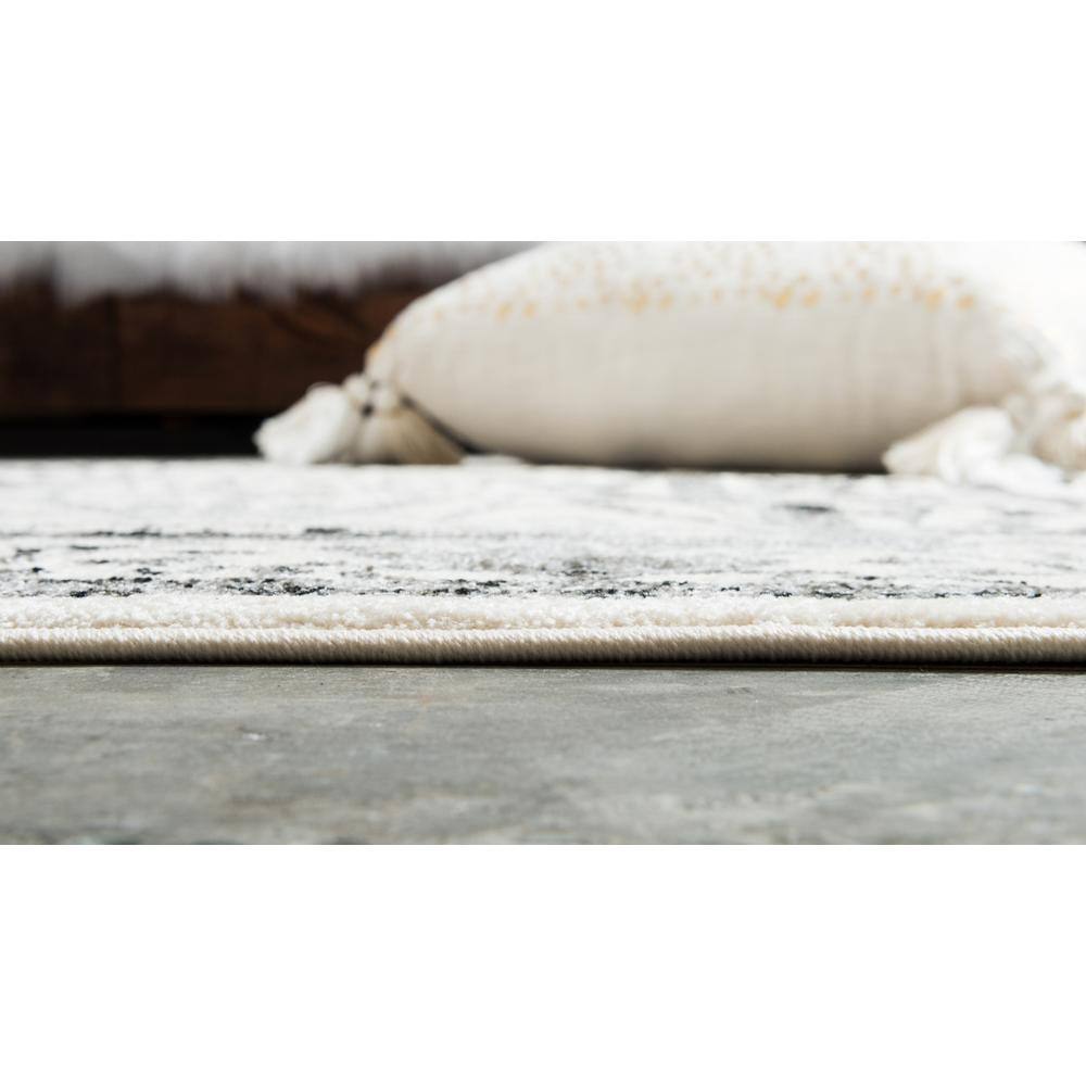 Reversible Gray Synthetic Easy Care Rectangular Rug