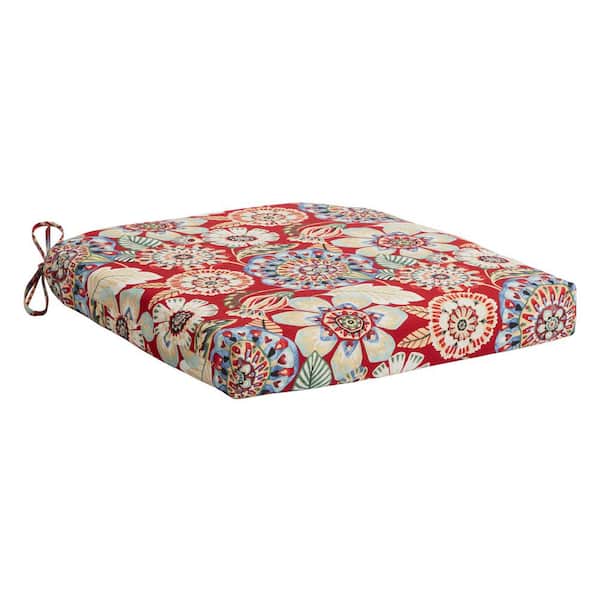 20 in. W x 20 in. D Universal Outdoor Seat Pad in Red Floral