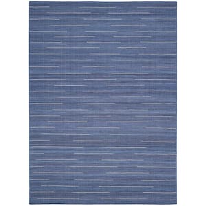 Interweave Navy 5 ft. x 7 ft. Solid Ombre Geometric Modern Area Rug