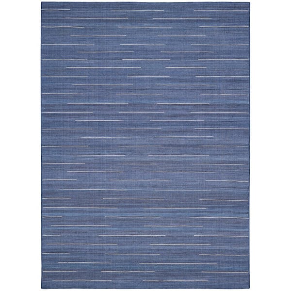 Nourison Interweave Navy 5 ft. x 7 ft. Solid Ombre Geometric Modern Area Rug