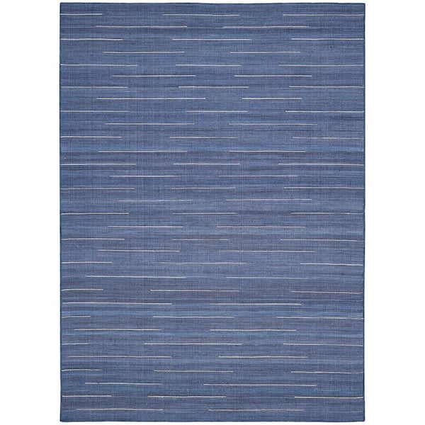 Nourison Interweave Navy 5 ft. x 7 ft. Solid Ombre Geometric Modern Area Rug