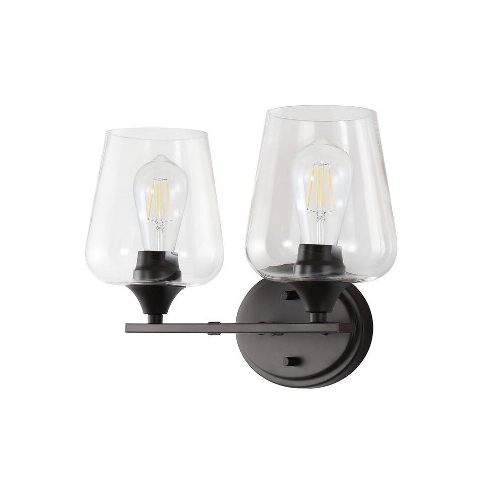 Jayne 16" Oil-Rubbed Bronze and Clear Glass Vanity Light