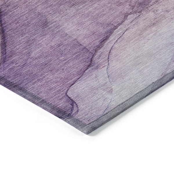 Purple, Lilac, Lavender 3 ft. x 5 ft. Woven Abstract Polyester Rectangle Indoor/Outdoor Area Rug