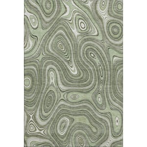 Mayfield Premium Machine Washable Abstract AMF2097 Aloe 3 ft. x 4 ft. Area Rug