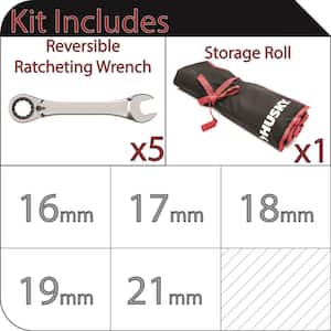 72-Tooth Large Reversible Metric Ratcheting Wrench Set (5-Piece)