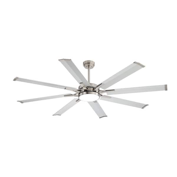 72 in. (6 ft.) Indoor Aluminum Blades Ceiling Fan with Integrated LED, Nickel