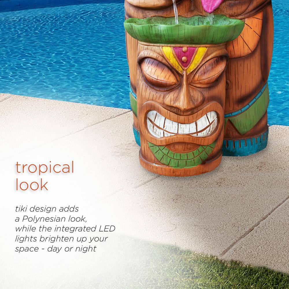 Colorful Tiki Head Polyresin Outdoor Fountain with LED Lights