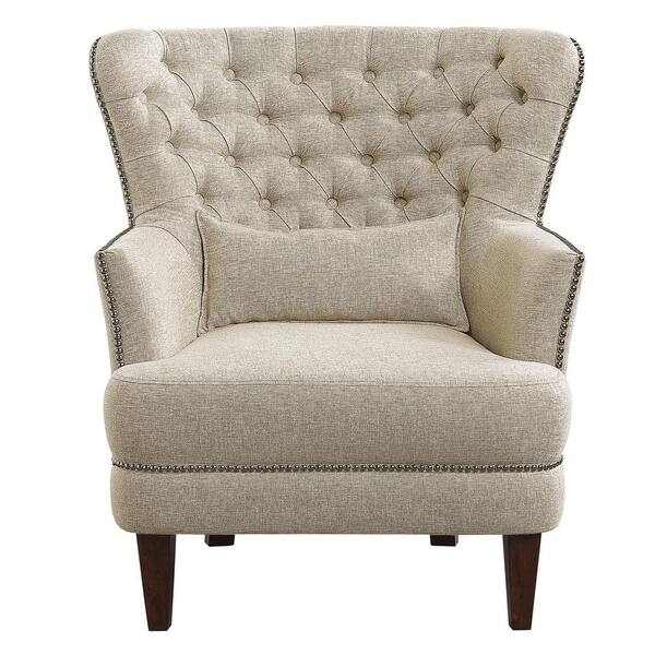 Lazzara Home Savry Beige Textured Upholstery Tufted Wingback Accent Chair