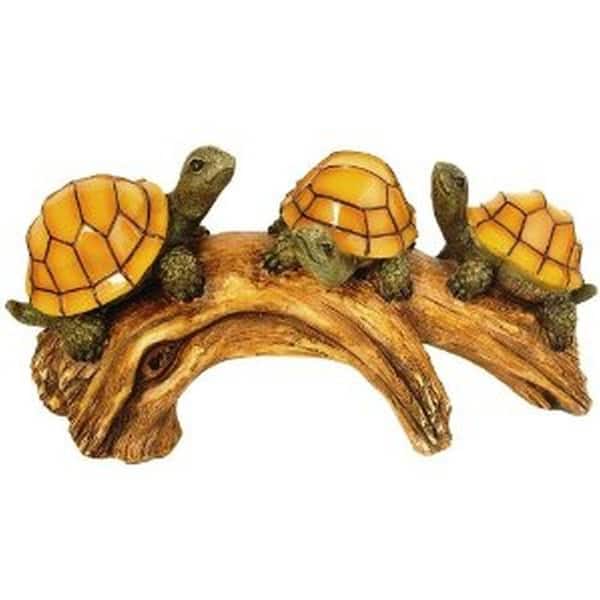 Moonrays Solar Powered Integrated LED Turtles on a Log with Glowing Shells Outdoor Landscape Garden Light