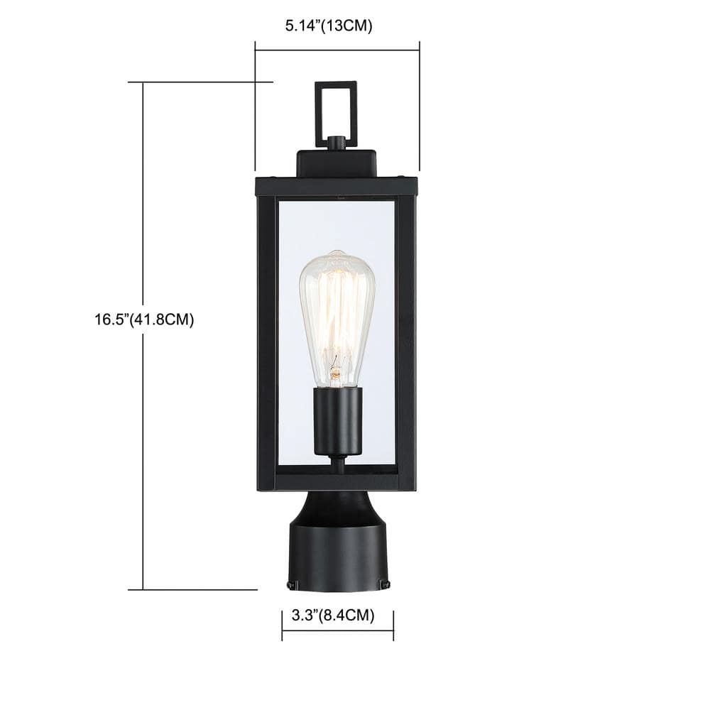 Hukoro Martin 16.5" Matte Black Metal Outdoor Post Light