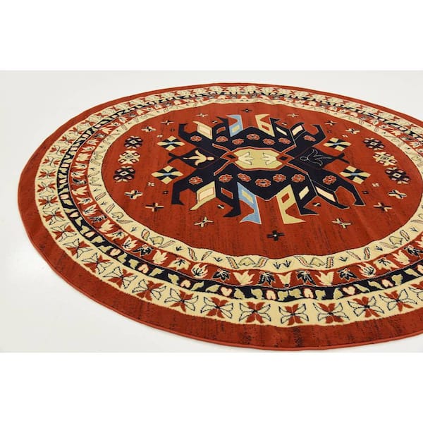 Unique Loom Taftan Terracotta 8 ft Round Area Rug