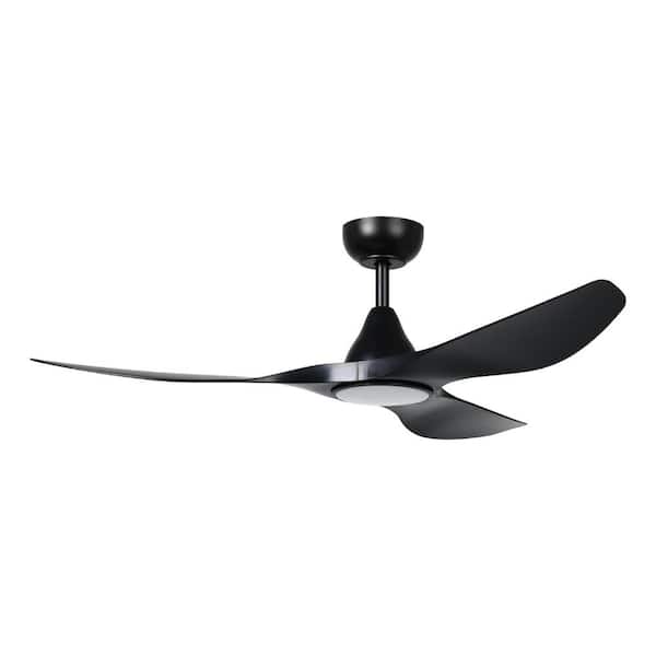 Surfline 52 in. Indoor Black Ceiling Fan with Warm White Integrated LED