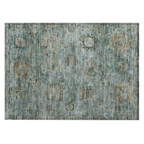 Chantille Machine Washable Indoor/Outdoor Abstract ACN2429 Teal 2 ft. x 3 ft. Accent Rug
