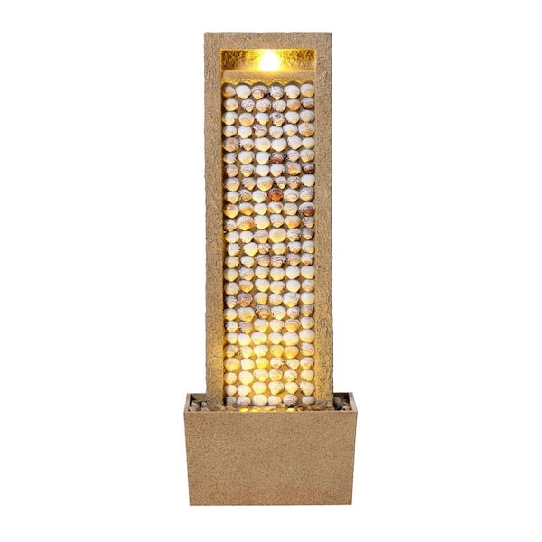 36 in. Outdoor Cascade Fountain with Warm Glow Lighting, Steady Flow and Electric Pump in Brown