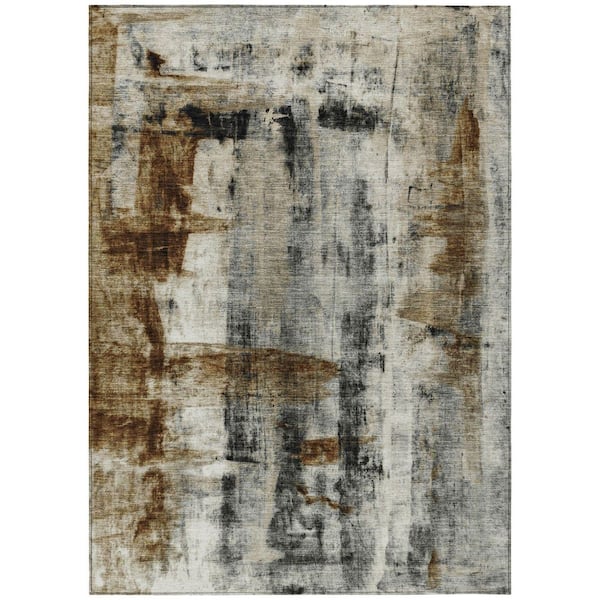 Chantille Machine Washable Indoor/Outdoor Abstract ACN1982 Taupe 8 ft. x 10 ft. Area Rug