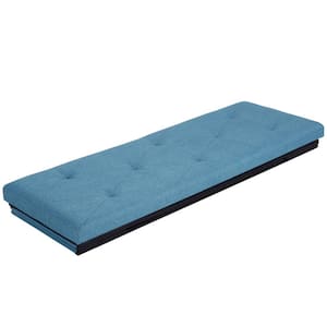 Ottoman Bench, Blue Storage Chest, Linen Fabric Foot Rest Stool, 158L Storage Footstools, Black Folding Storage Ottoman
