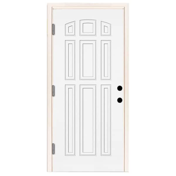 Steves & Sons 32 in. x 80 in. Element Series 9-Panel White Prime Steel Prehung Front Door with Right-Hand Outswing w/ 4-9/16 in. Frame