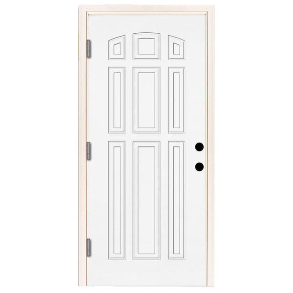 Steves & Sons 36 in. x 80 in. Element 9-Panel White Primed Steel Prehung Front Door with 36 in. Right-Hand Outswing and 4 in. Wall