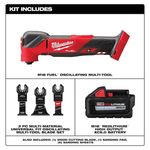M18 18V Fuel Multi Tool, M18 High Output XC6. 0 BATTERY, 3 pc Multi-Tool Oscillating Multi-Material Cutting Blade Kit
