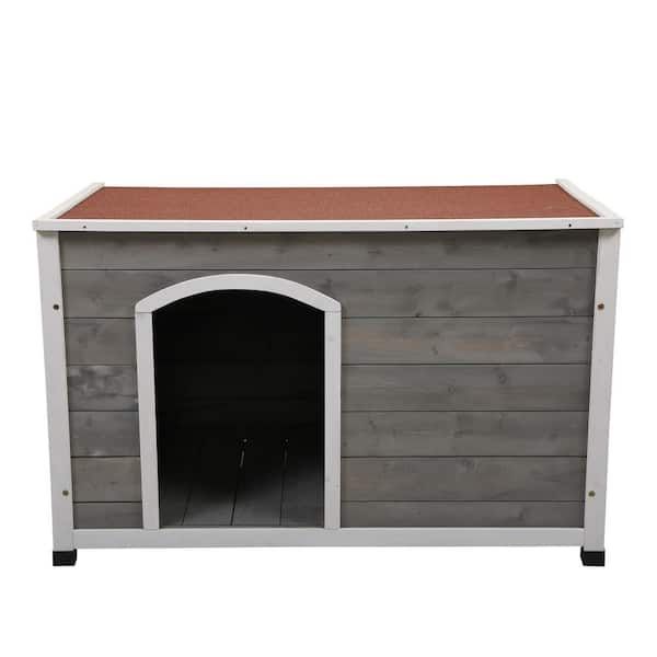 Tidoin Modern Gray Wood Portable Dog House with Open Door and ...