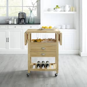 Bristol Natural Kitchen Cart with Double Drop Leaf