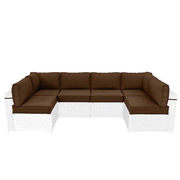 WNP 26 in. x 26 in. x 5 in. (14-Piece) Deep Seat Outdoor Sectional Cushion Set Waterproof Replacement Cushions Chocolate