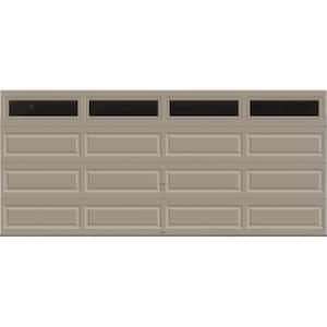 Classic Steel Long Panel 16 ft x 7 ft Insulated 12.9 R-Value  Sandtone Garage Door with Windows