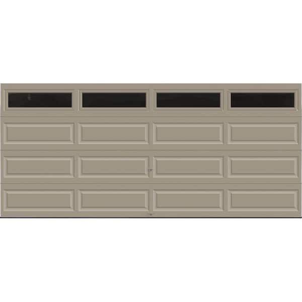 Clopay Classic Steel Long Panel 16 ft x 7 ft Insulated 12.9 R-Value  Sandtone Garage Door with Windows