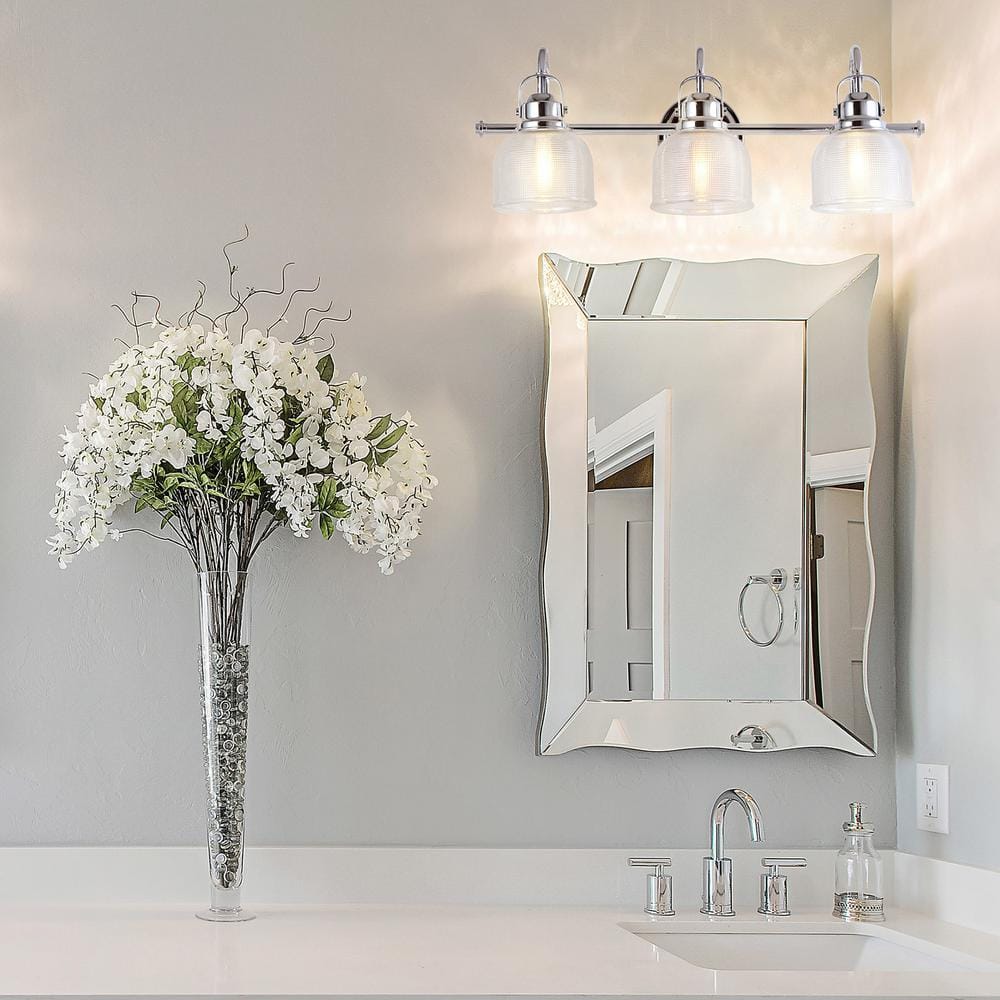 Virginia Chrome 25.25" LED Vanity Light with Clear Glass Shades