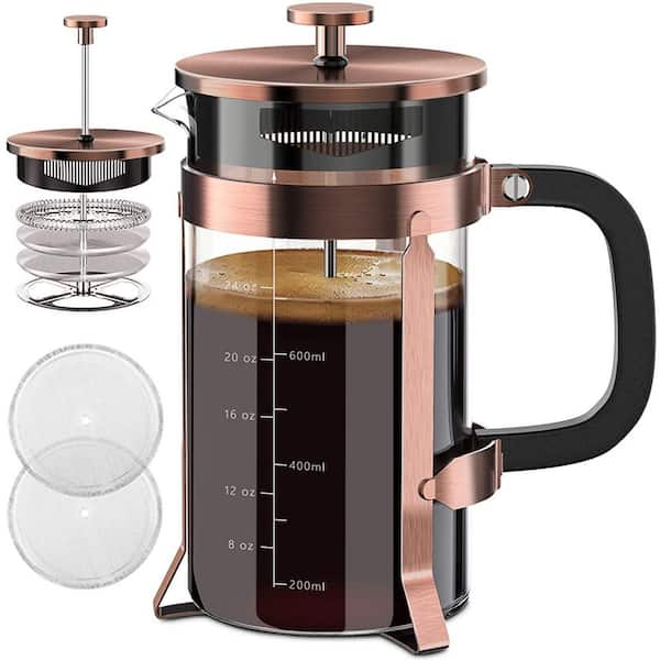 34 oz. Borosilicate Glass Stainless Steel French Press Coffee Maker with Multi-Layer Filter Easy Clean BPA Free