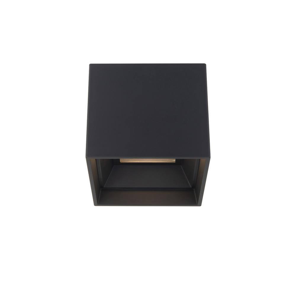 Downtown Sleek Black Aluminum LED Flush Mount Indoor/Outdoor