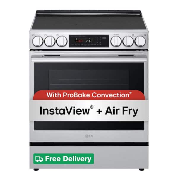 30 in. 6.3 cu. ft. 5 Burner Element Slide-In Electric Range in PrintProof Stainless Steel w/ Instaview, Air Fry, ProBake