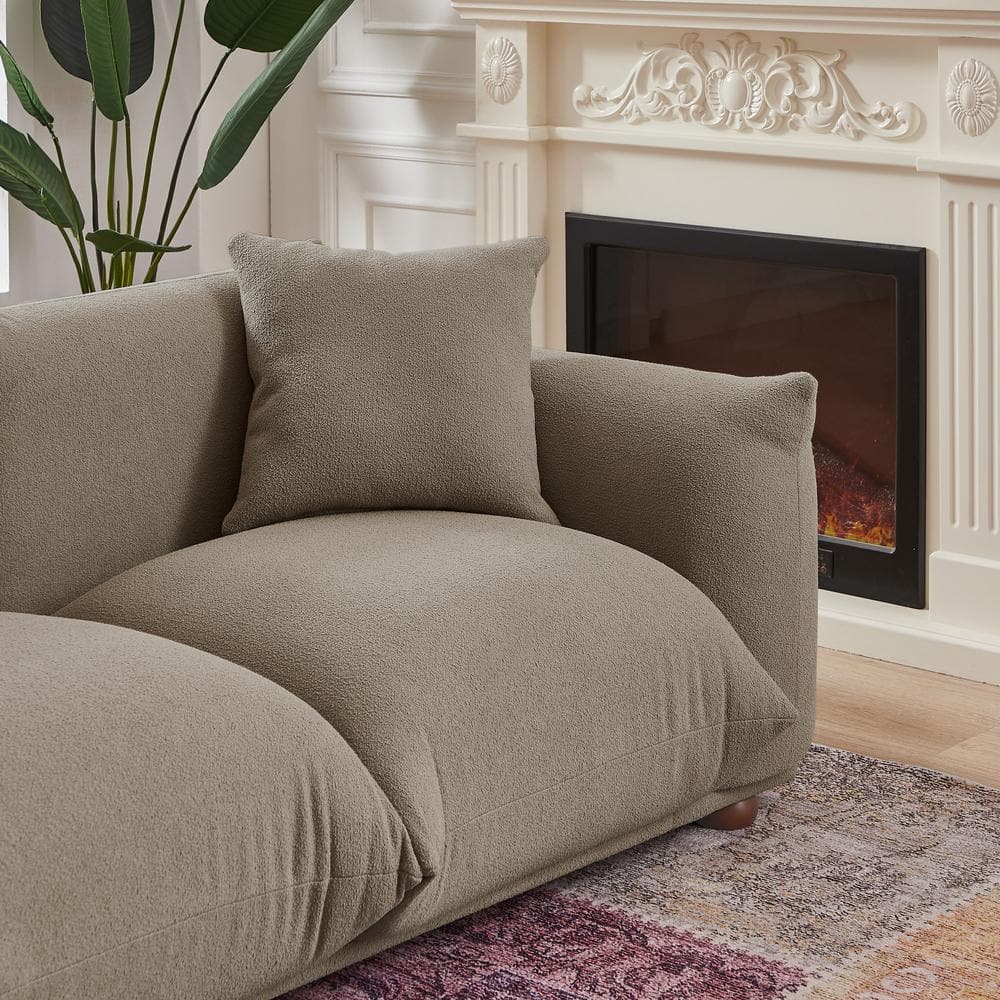 Mocha Brown Velvet Lawson Sofa with Solid Wood Legs