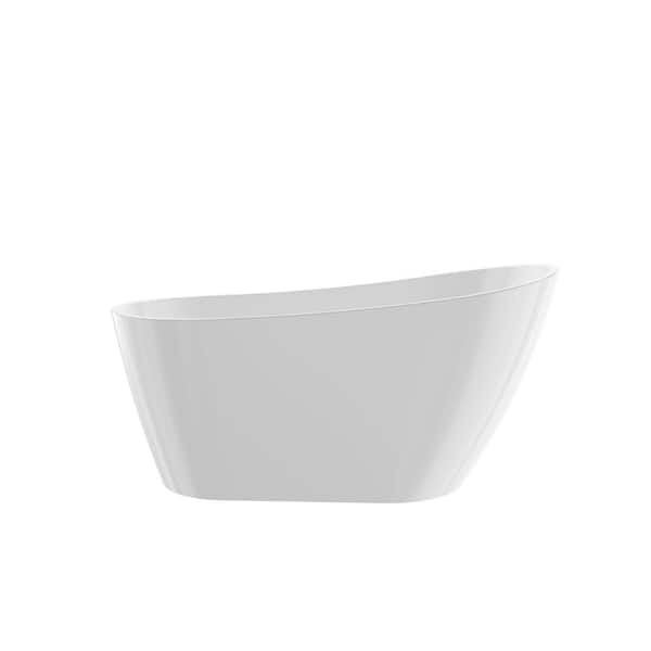 Allure 59 in. x 30 5/7 in. Freestanding Soaking Acrylic Bathtub,with drain 2 in.,Gloss White