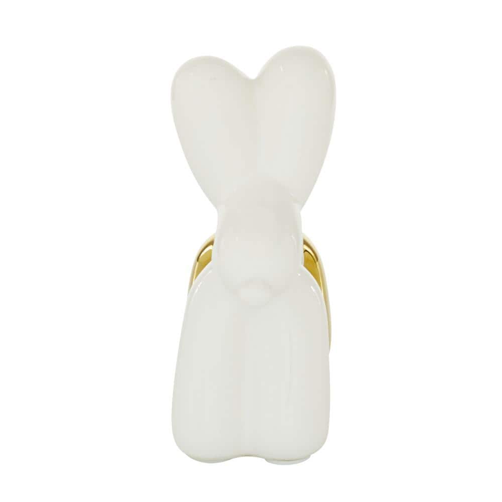 White and Gold Ceramic Balloon Dog Sculpture for Kids