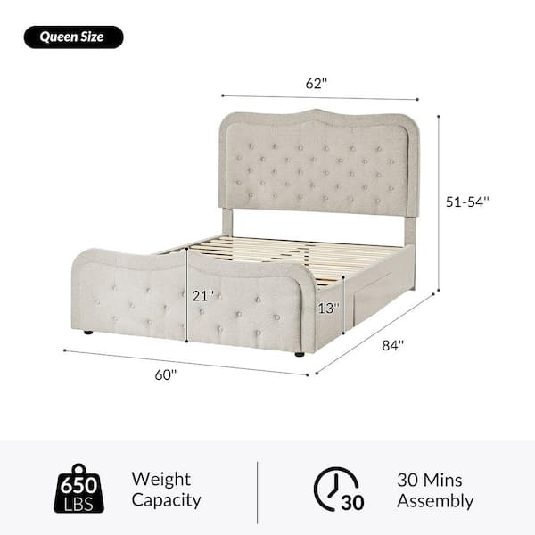 JAYDEN CREATION Delia Classic Button-Tufted Storage Bed with LED 