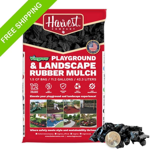Viagrow 1.5 cu. ft. / 42.3 L Black Rubber Mini-Nuggets Bagged Mulch for Landscape and Playground (1-Pack)