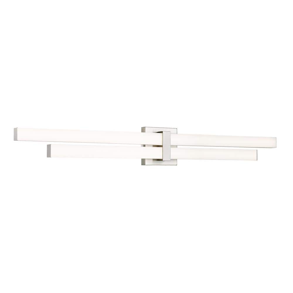 Zane 40 in. 2-Light Brushed Nickel Integrated LED Vanity Light with Frosted