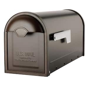 Winston Rubbed Bronze, Large, Steel, Post Mount Mailbox with Nickel Flag