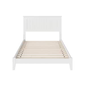 Nantucket White Full Solid Wood Frame Low Profile Platform Bed with Attachable USB Device Charger