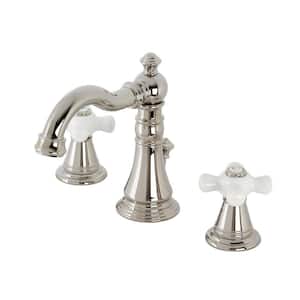 American Classic 2-Handle 8 in. Widespread Bathroom Faucets with Pop-Up Drain in Polished Nickel