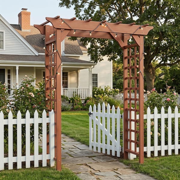 85 in. Wood Trellis for Plant Climbing, Christmas Decor Pergola for Garden Backyard, Wedding Arch for Ceremony