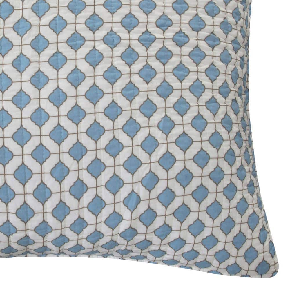 Blue and White Cotton Euro Sham Set of 2