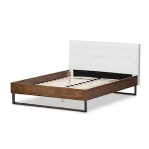 Mitchell White Faux Leather Upholstered King Platform Bed